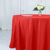 Cotton Blend 132" Round Tablecloth Red - Seamless Wrinkle-Resistant Table Cover